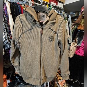 Indigo Star Y2K Youth Hooded Olive Green Zip-Up Jacket Dry-cleaned 🎊